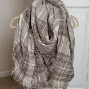 Neutral Plaid Blanket Scarf
